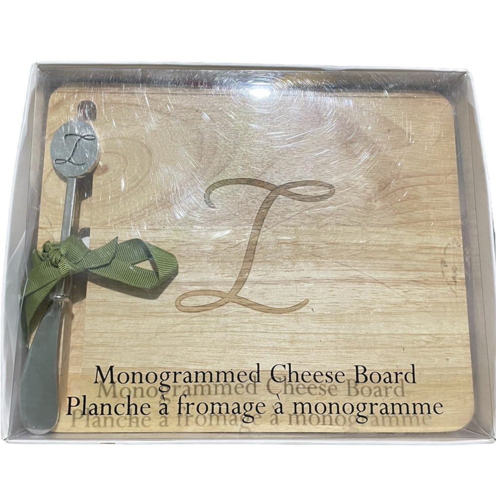 Monogrammed Cheese Board “L” Indigo NEW